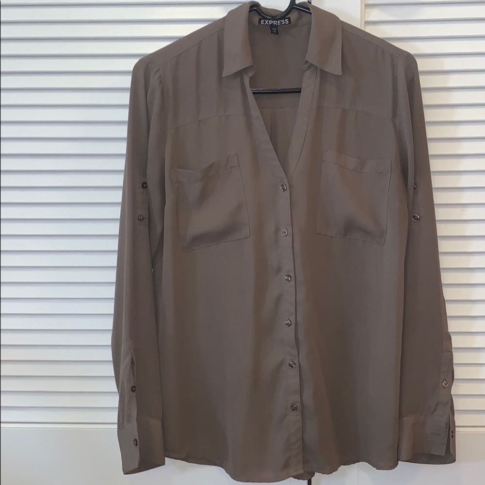 Express Portofino Gray Button Down